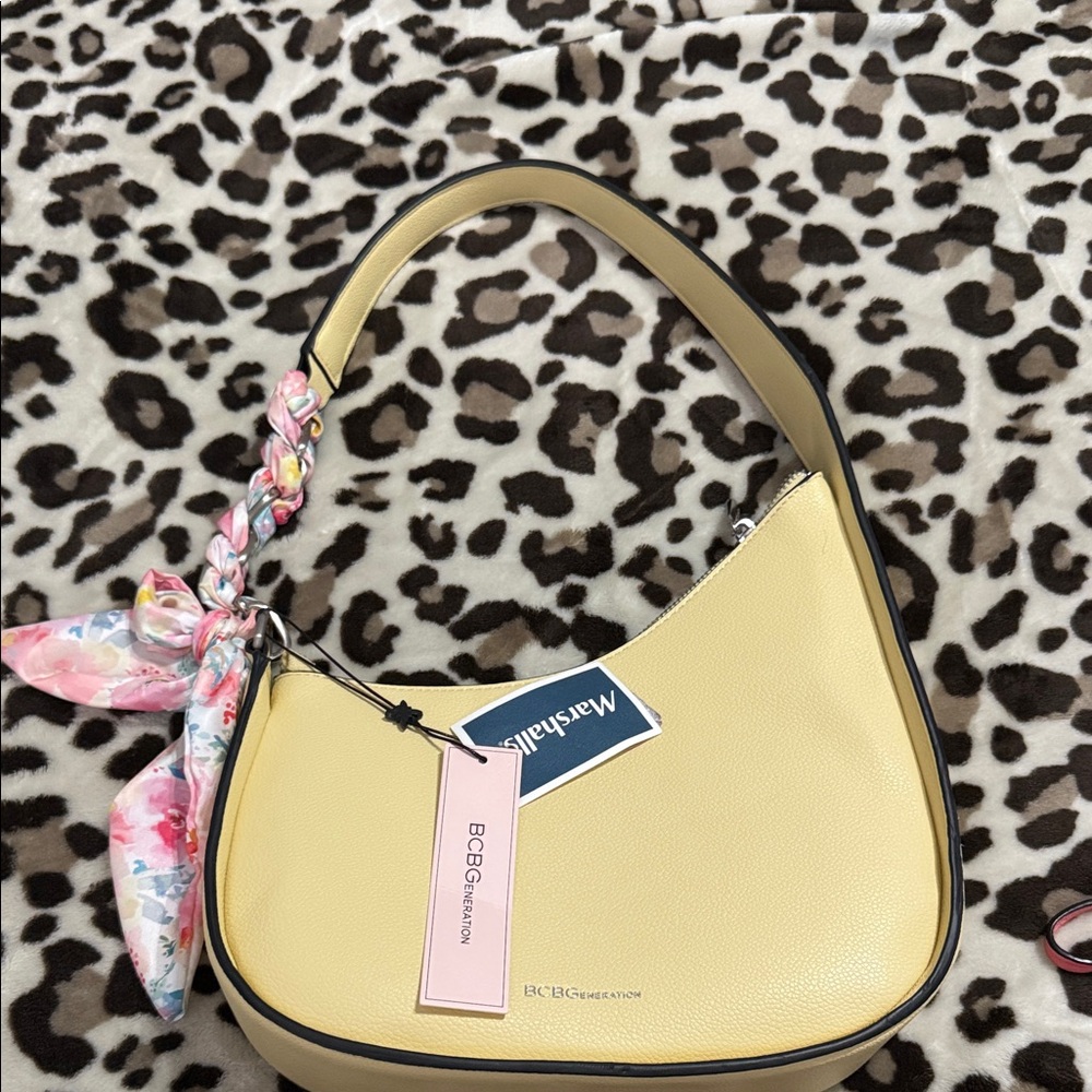 BCBGeneration Yellow Shoulder Bag with Floral Accent